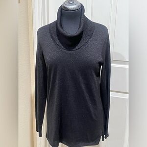 VERTICAL DESIGN VINTAGE Black Sparkle Turtleneck Sweater WOMEN SIZE L